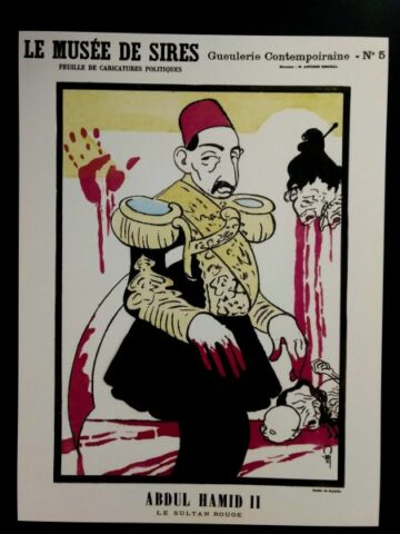 Cartel sobre el genocidio armenio de Abdul Hamid II sultán del Imperio Otomano entre 1876 y 1909 Cartel sobre el genocidio armenio de Abdul Hamid II sultán del Imperio Otomano entre 1876 y 1909